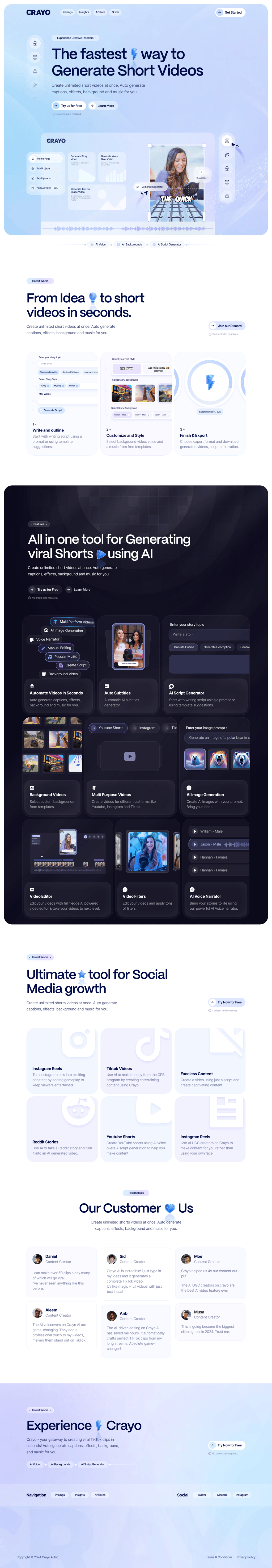 Crayo AI desktop landing page