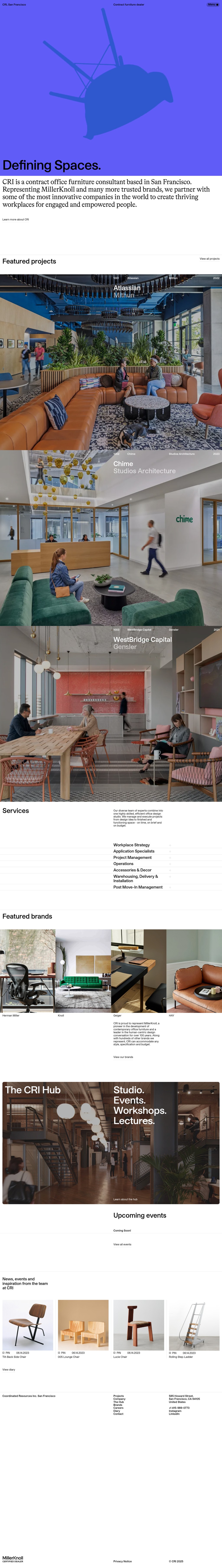 CRI desktop landing page
