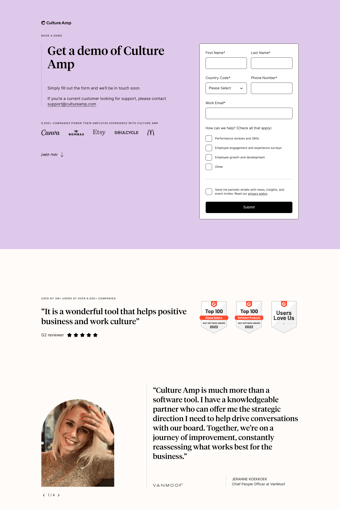 Culture Amp landing page