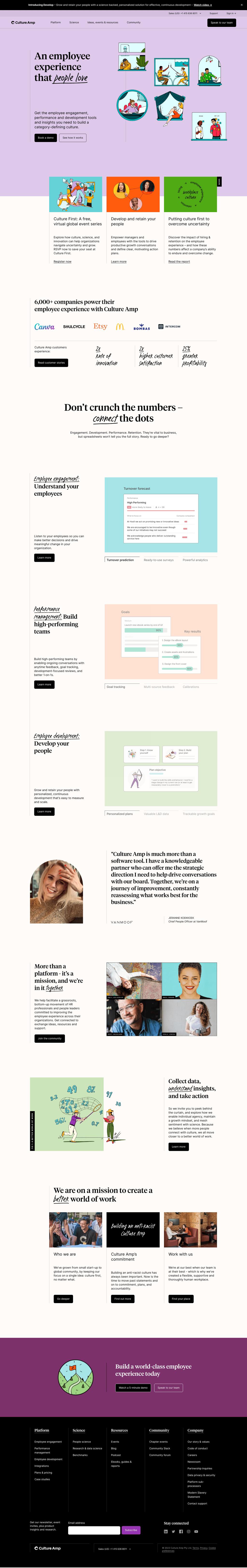 Culture Amp desktop landing page