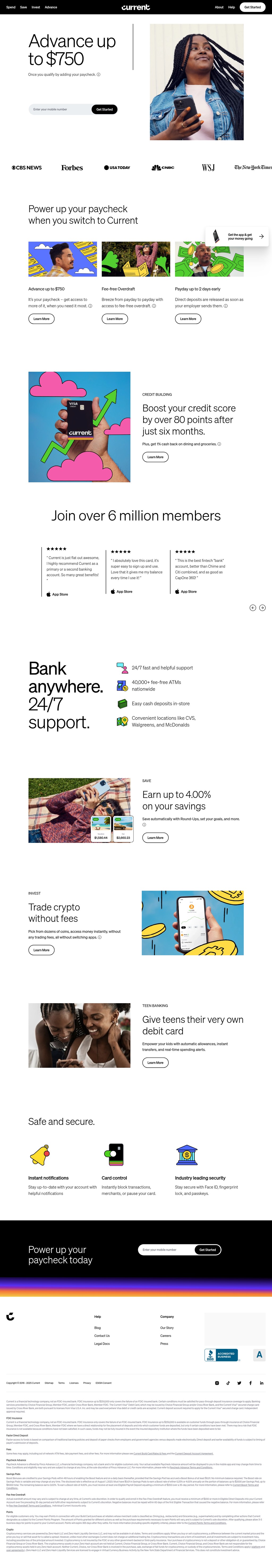 Current desktop landing page