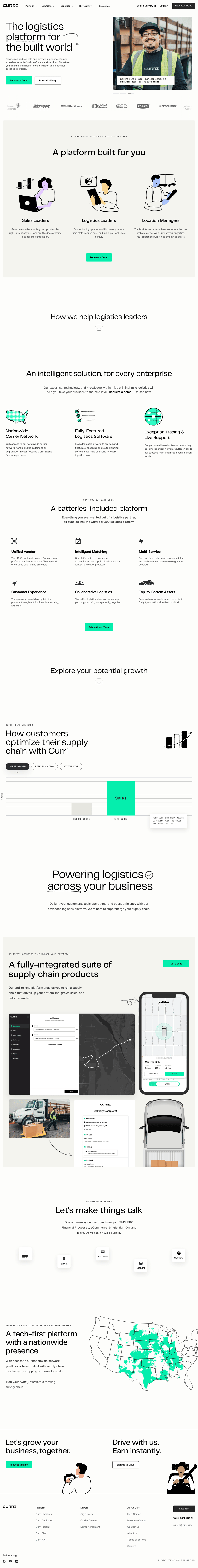 Curri desktop landing page