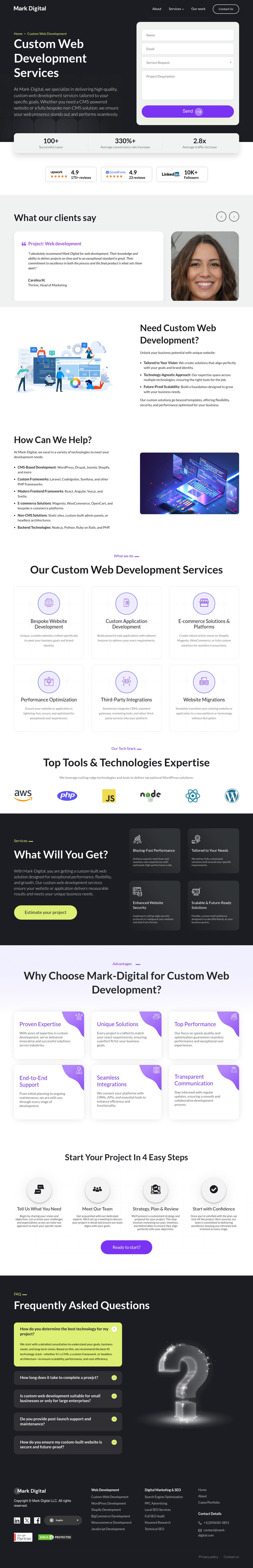 Custom Web Development desktop landing page
