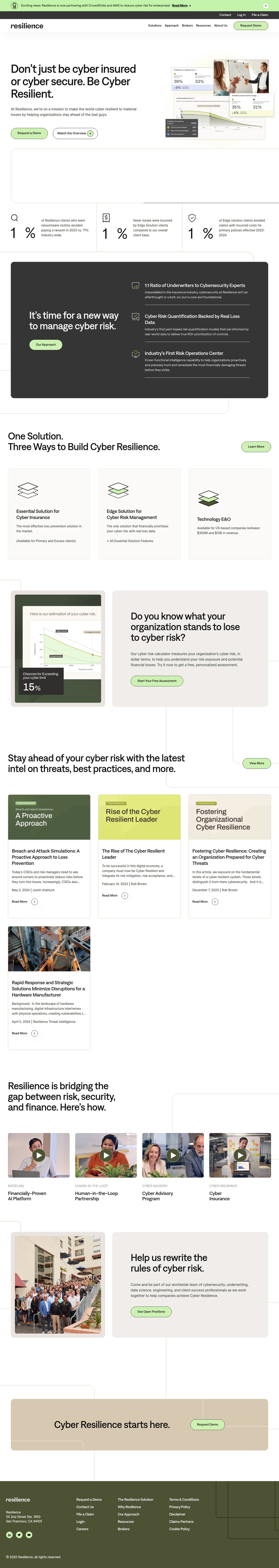 Cyber Security Risk Management I The Resilience Solution desktop landing page
