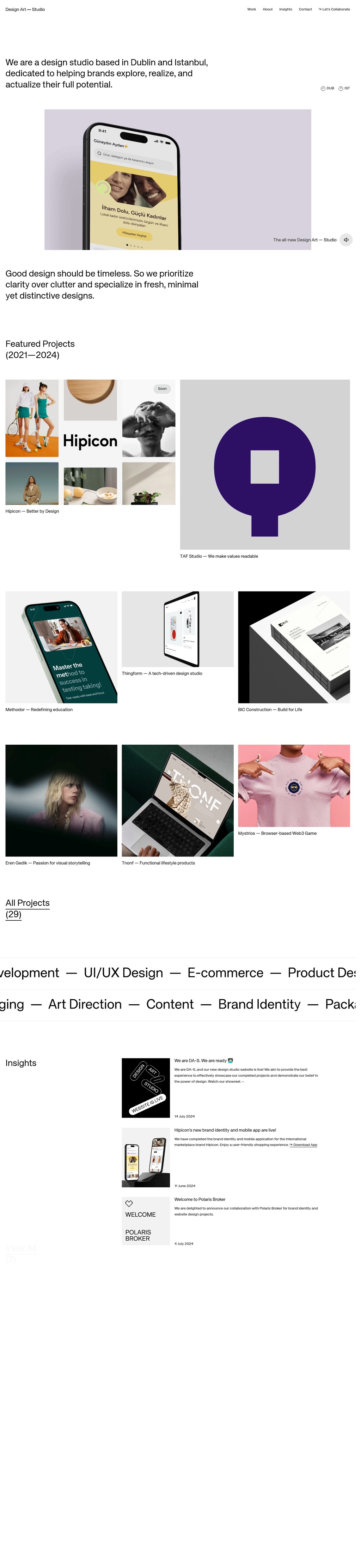 DA desktop landing page