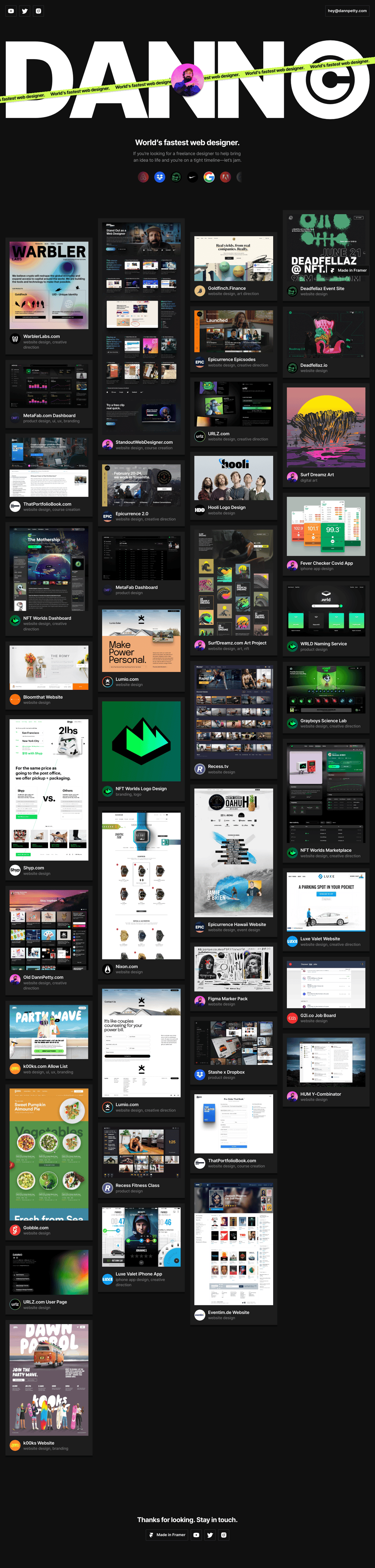 Dann Petty desktop landing page