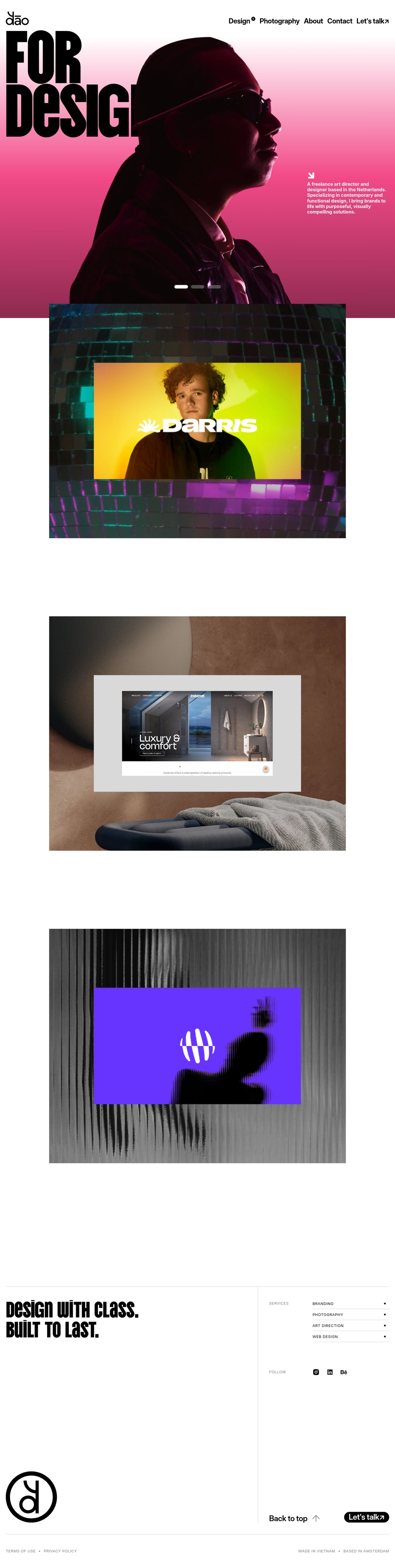 dao for design desktop landing page