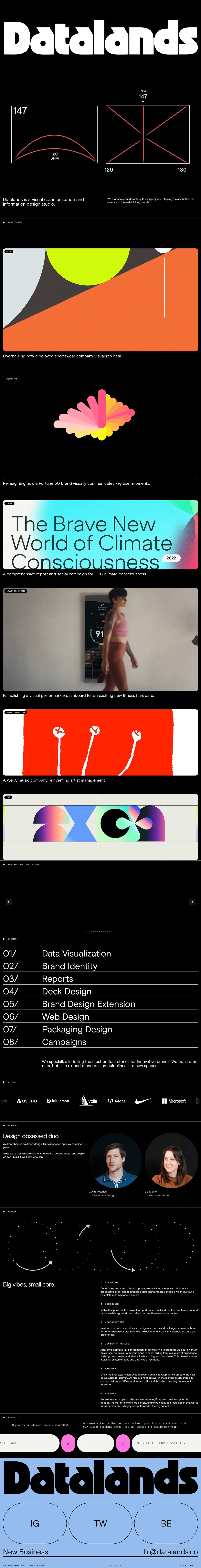 Datalands desktop landing page