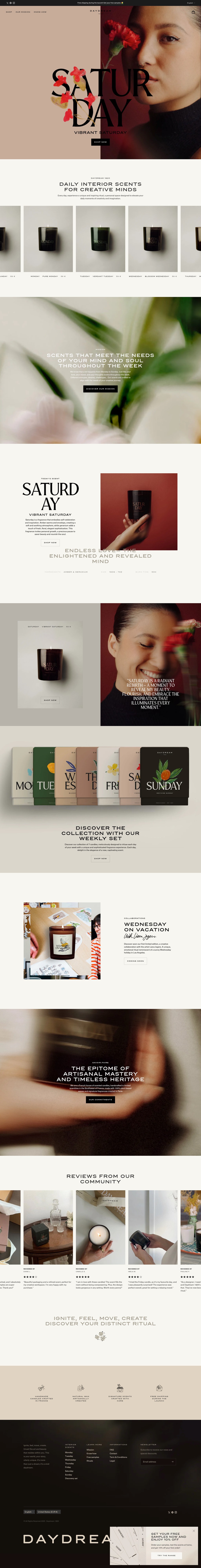 Daydream 1820 desktop landing page