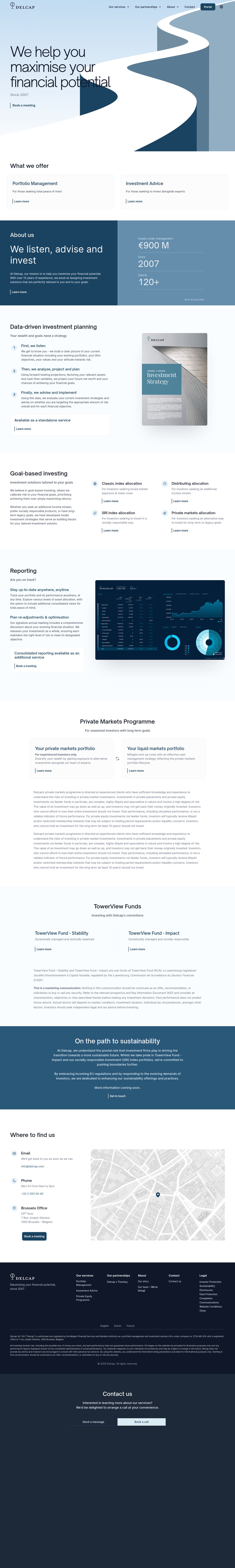 Delcap desktop landing page