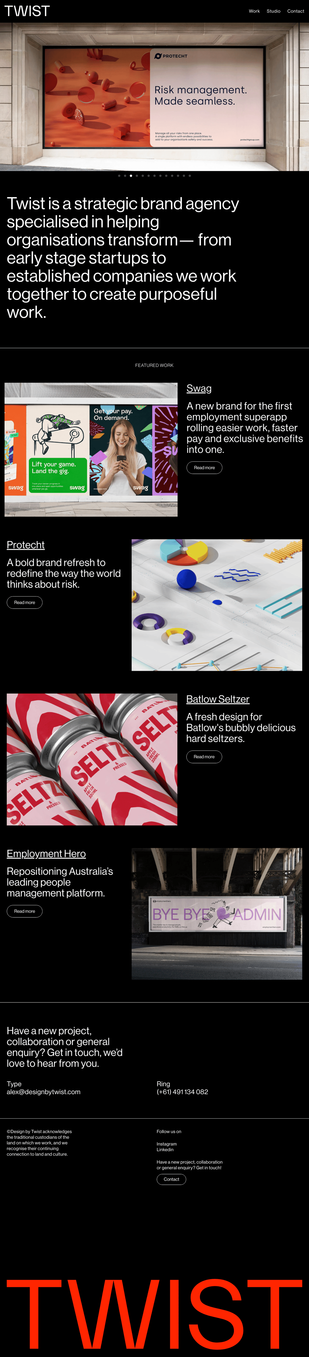 Design by Twist desktop landing page