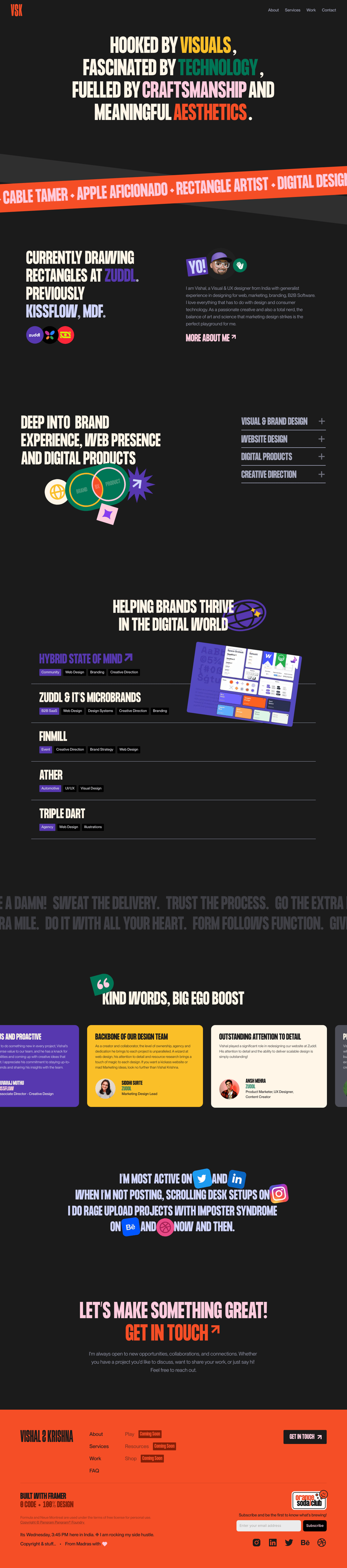 Vishal & Krishna desktop landing page