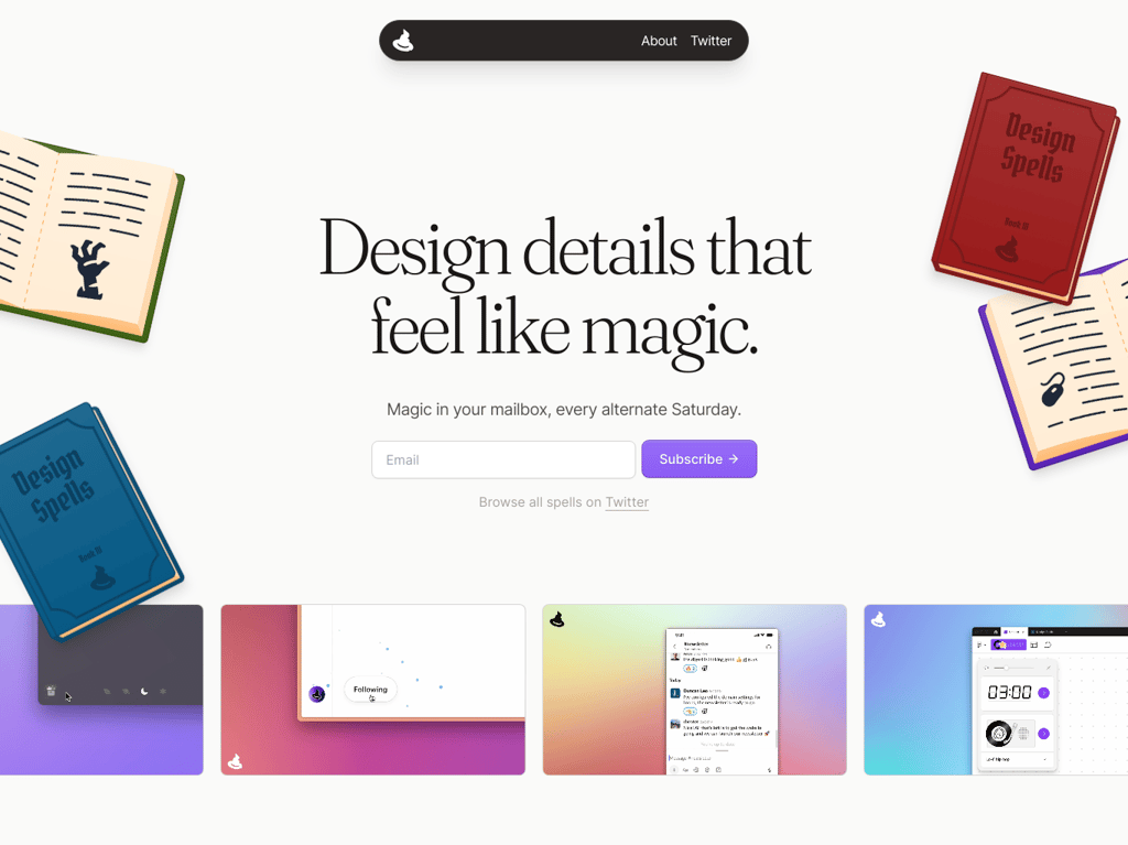 Design Spells desktop landing page