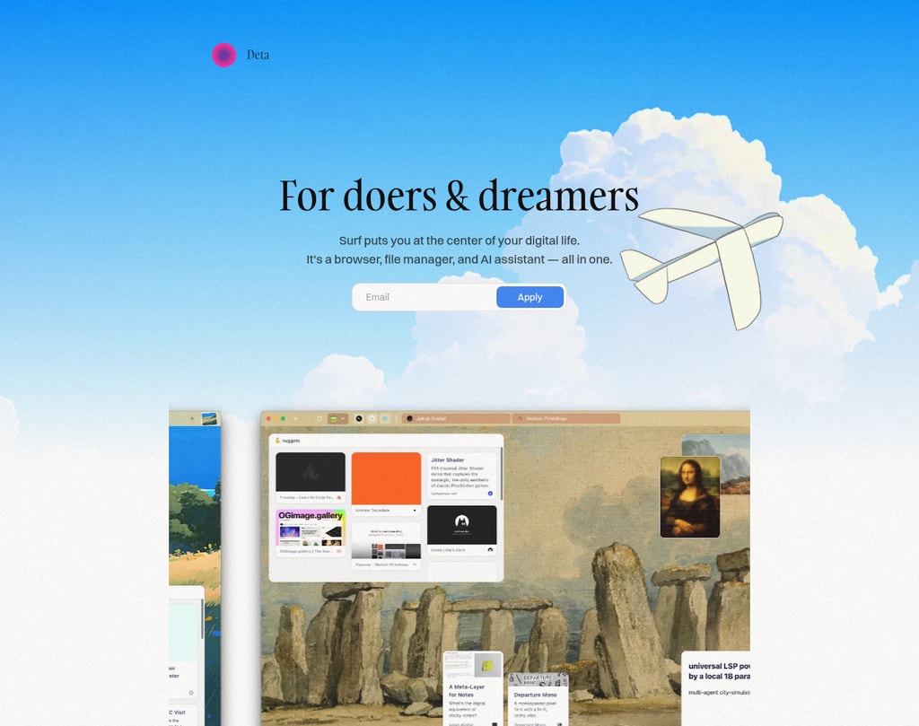 Deta Surf desktop landing page
