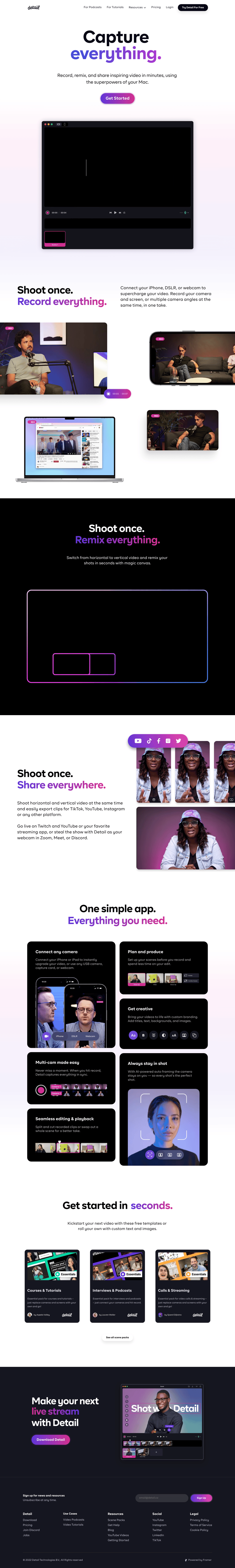 Detail desktop landing page