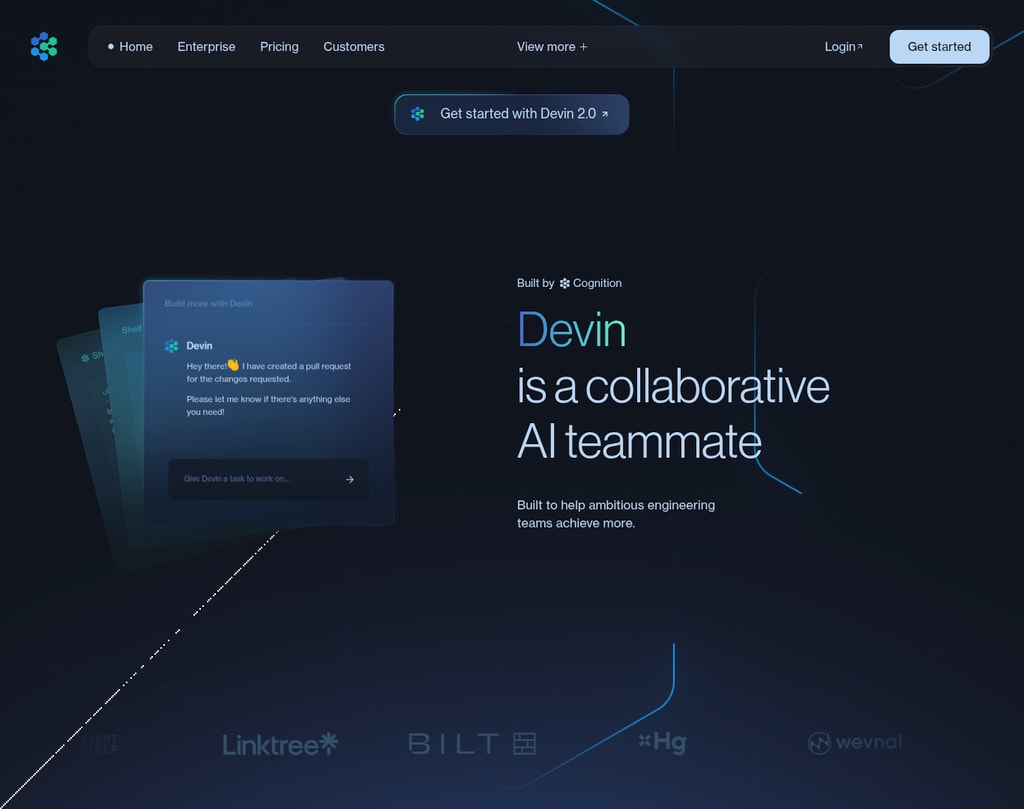 Devin desktop landing page