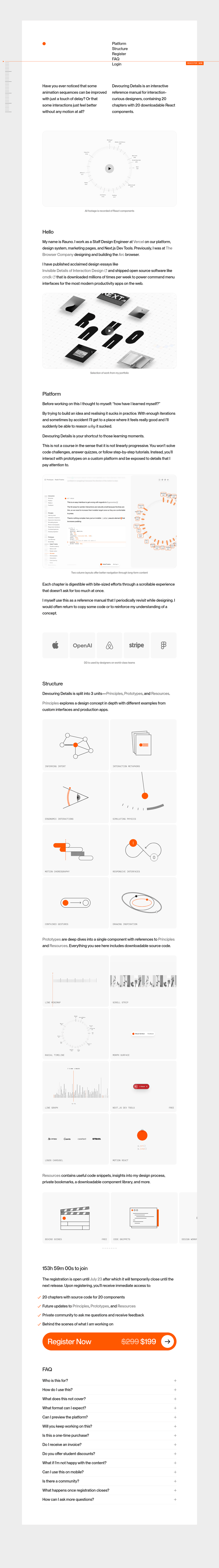 Devouring Details desktop landing page