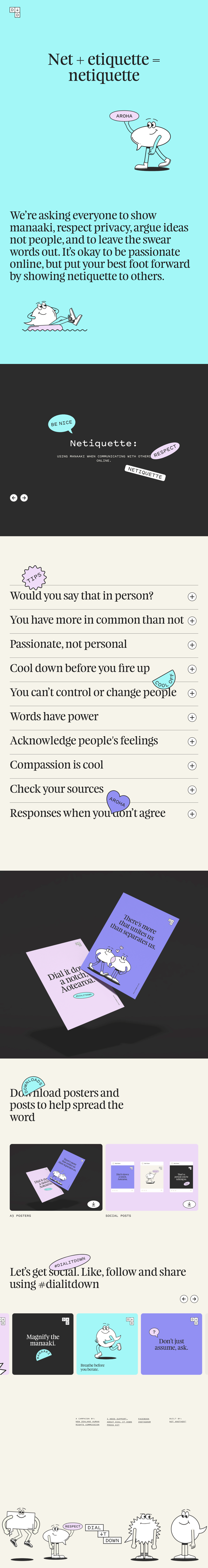 Dial It Down desktop landing page
