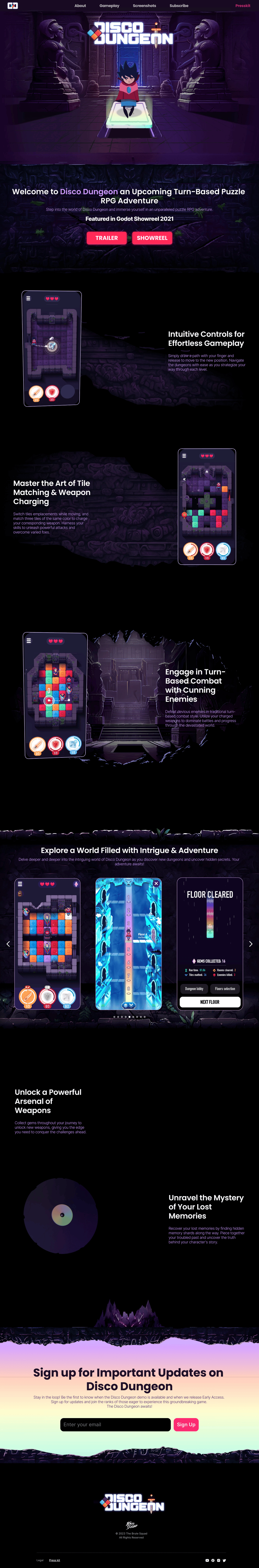 Disco Dungeon desktop landing page