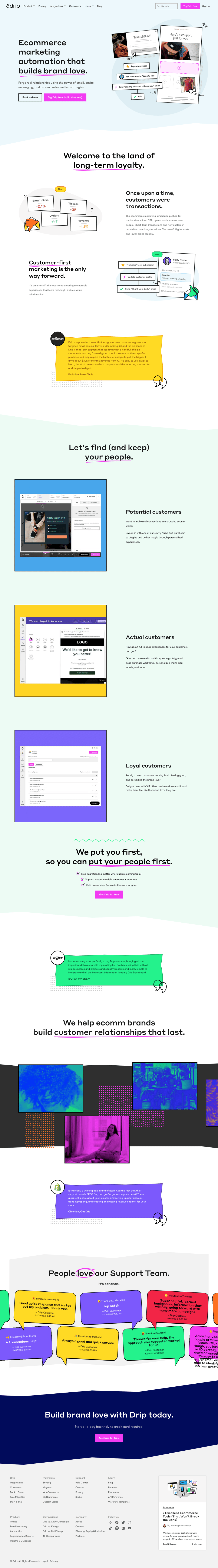 Drip desktop landing page