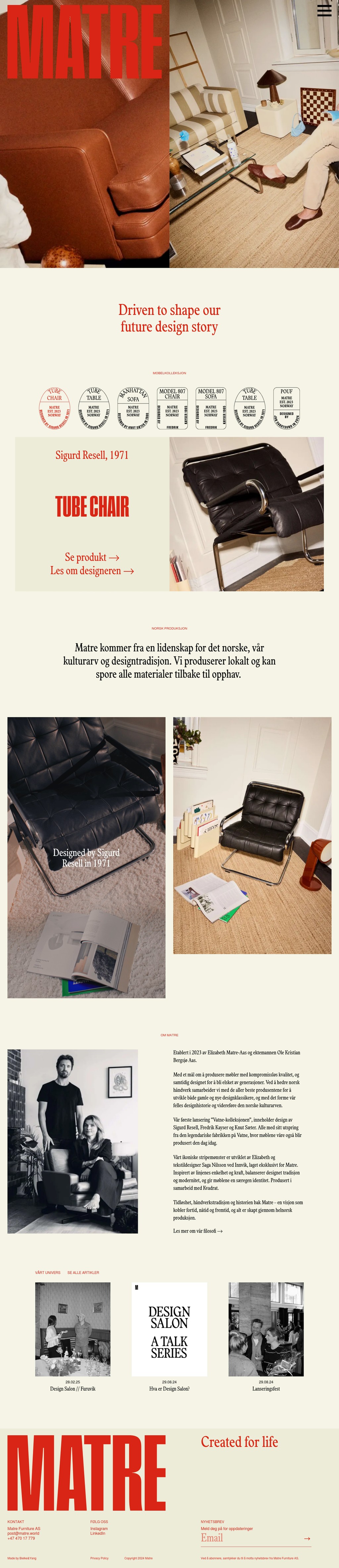 Driven to shape our future design story desktop landing page