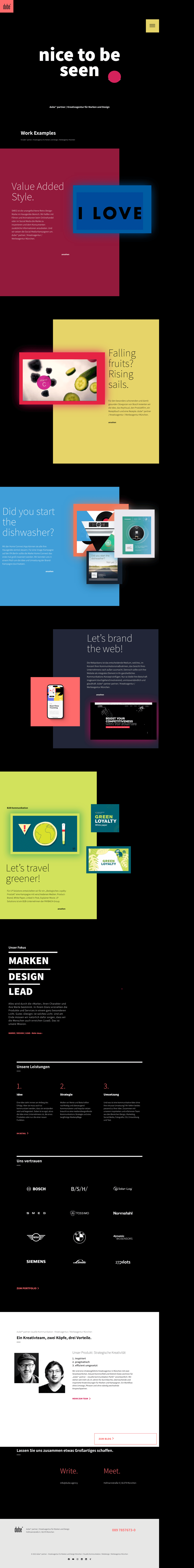 dube + partner desktop landing page