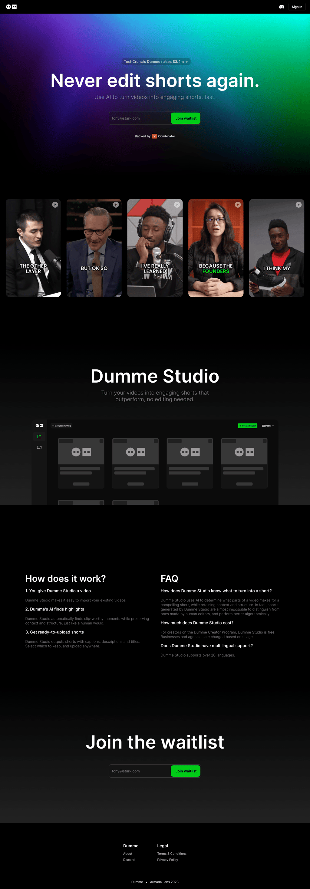 Dumme desktop landing page