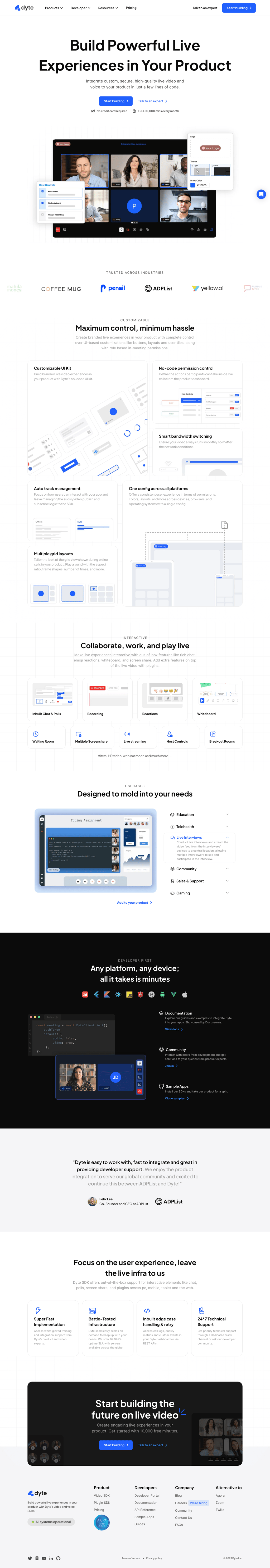 Dyte desktop landing page