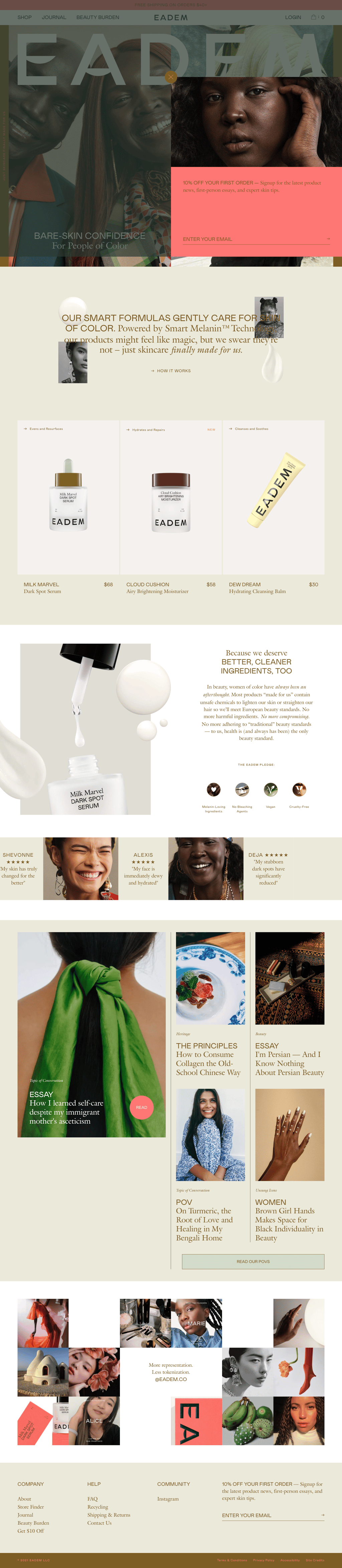 Eadem desktop landing page