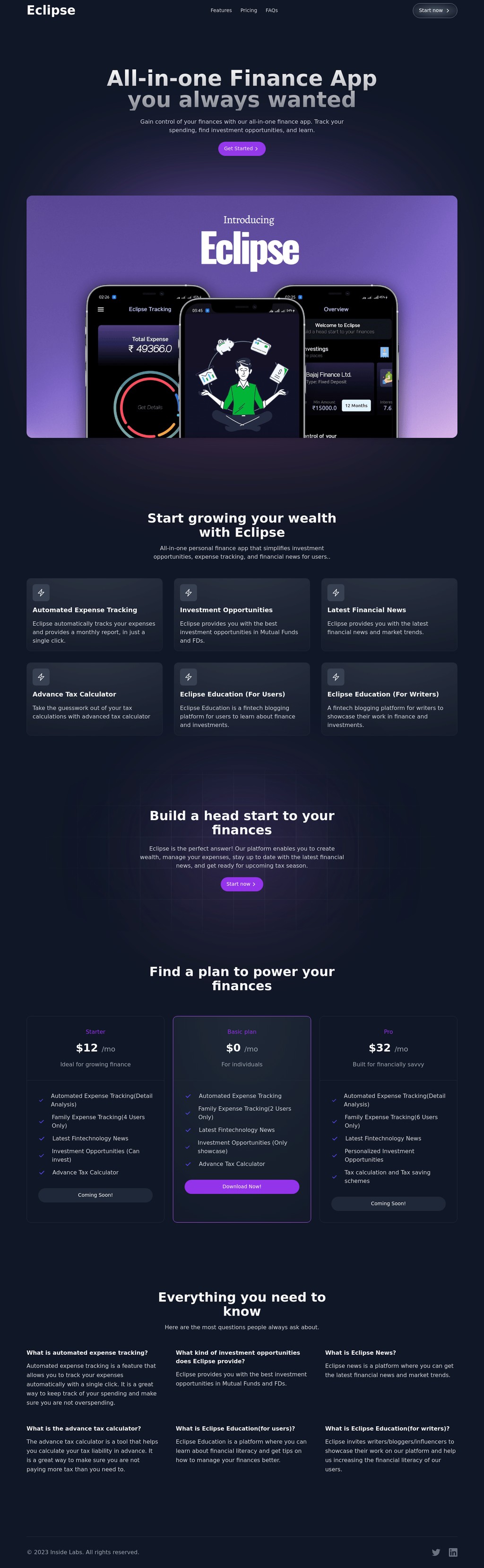 ECLIPSE desktop landing page