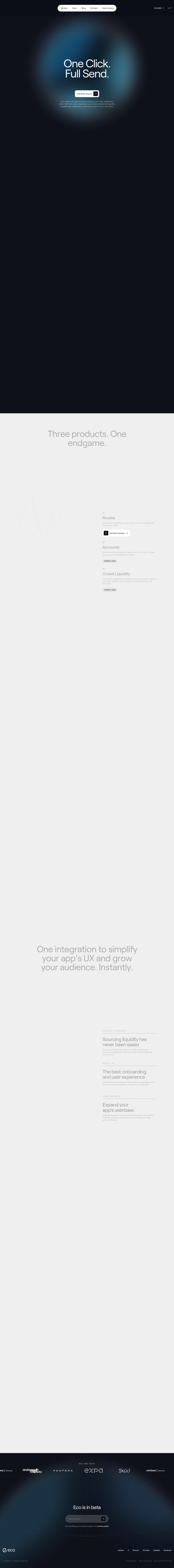 Eco: Accelerating How Money Moves Onchain desktop landing page