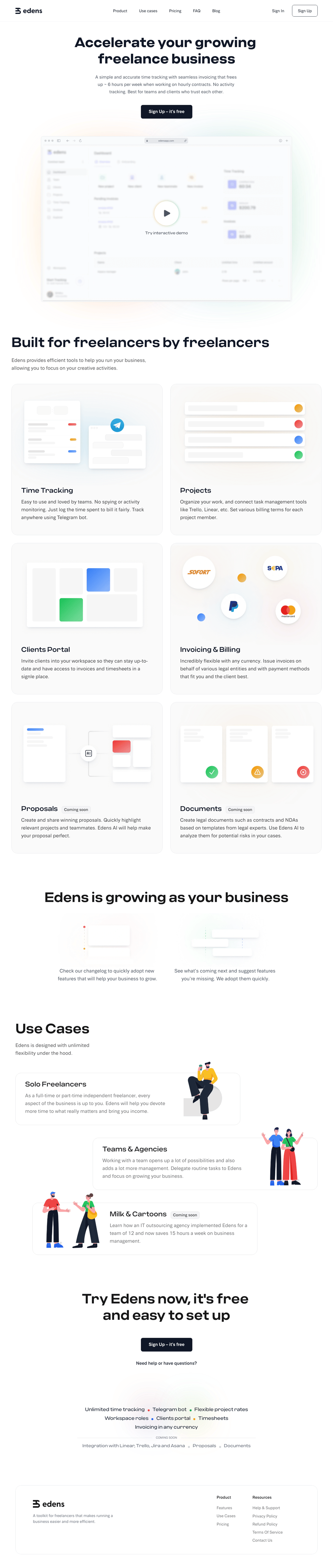 Edens desktop landing page