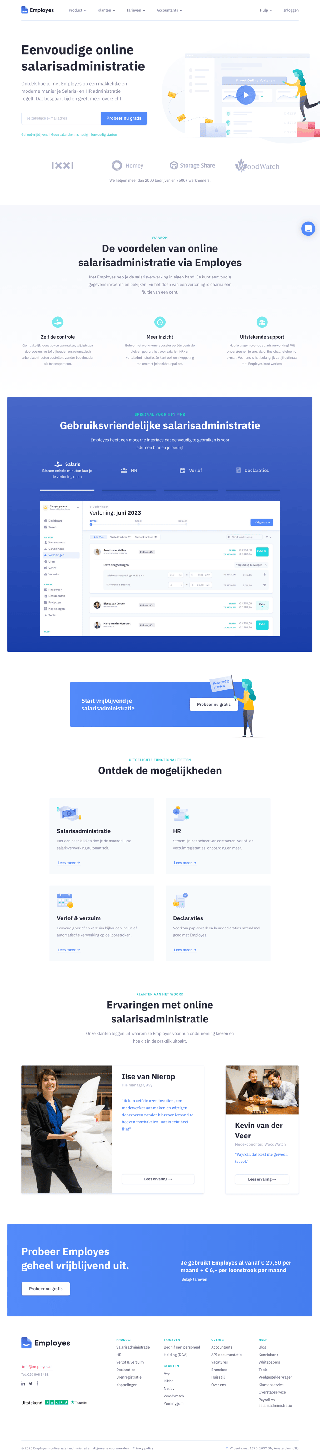 Employes desktop landing page