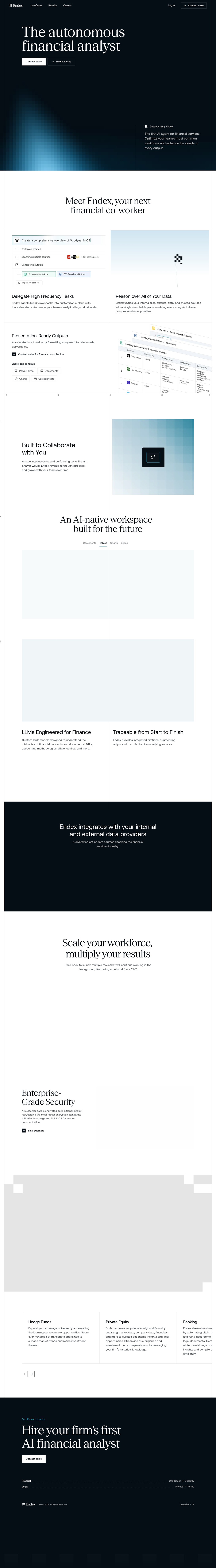 Endex desktop landing page