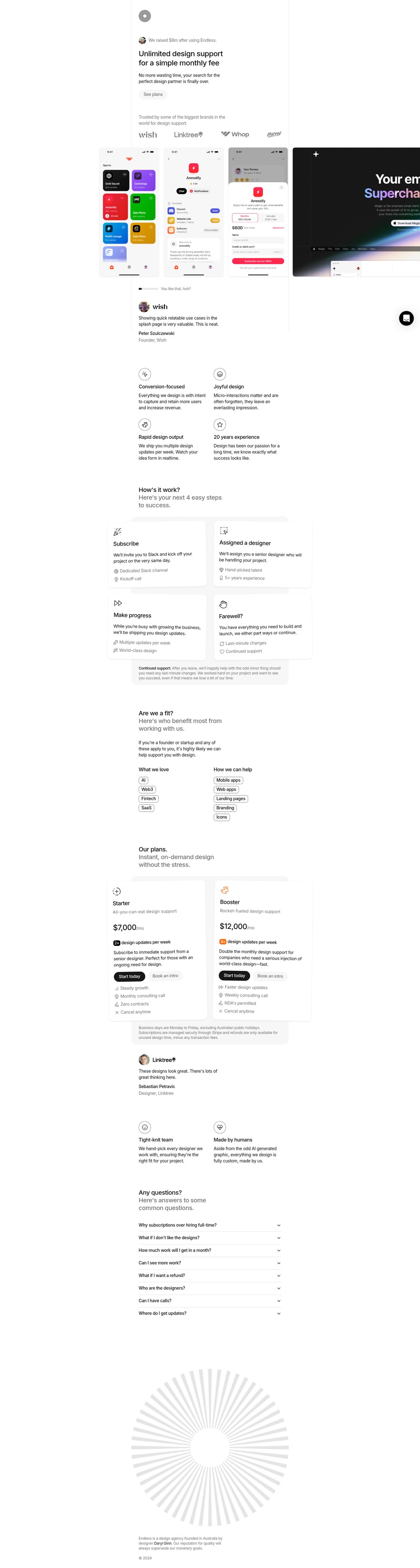 Endless desktop landing page