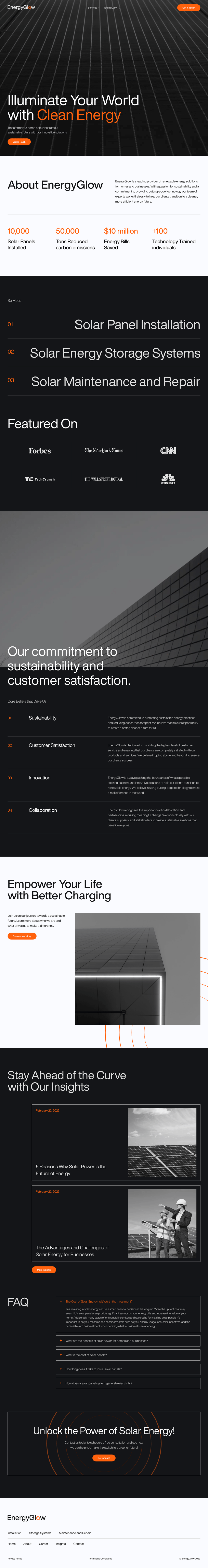 Energy Glow desktop landing page
