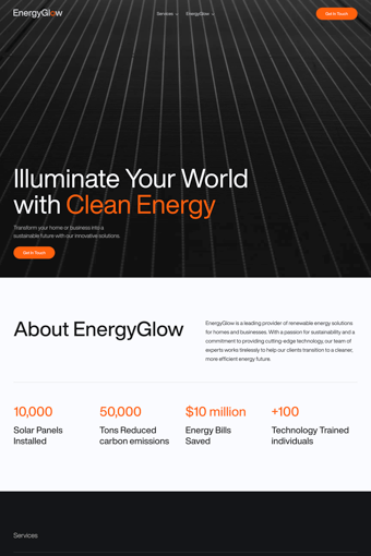 Energy Glow landing page