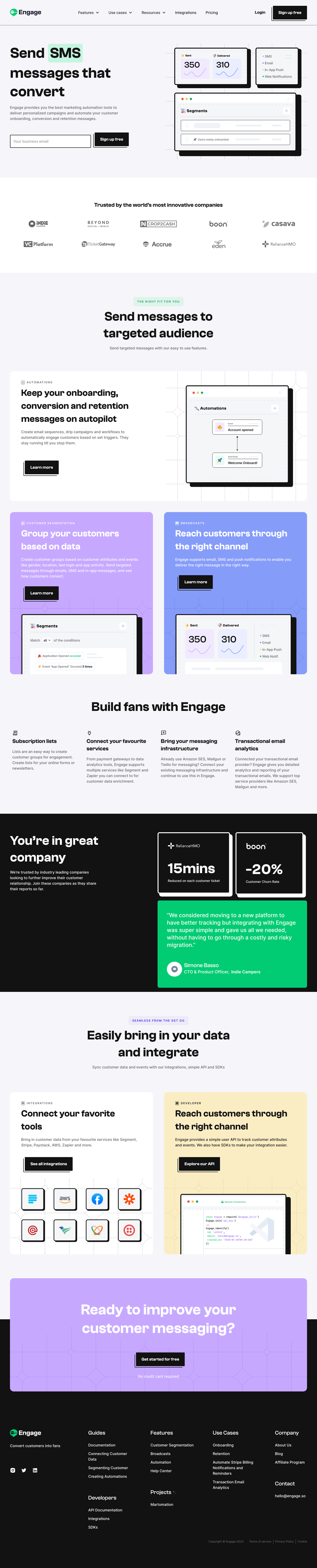 Engage desktop landing page