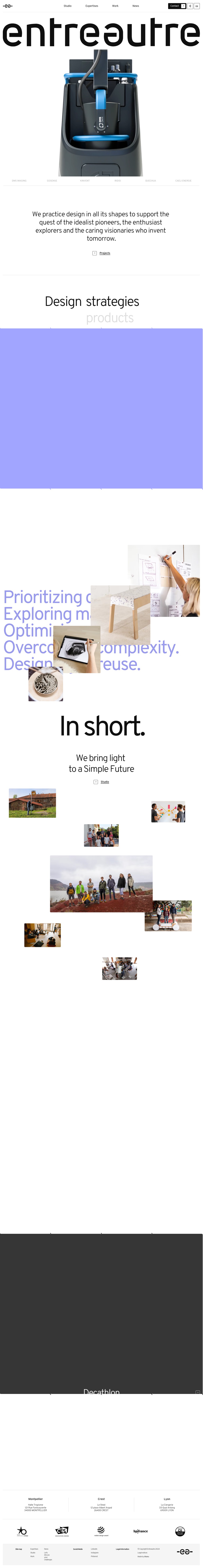 Entreautre desktop landing page