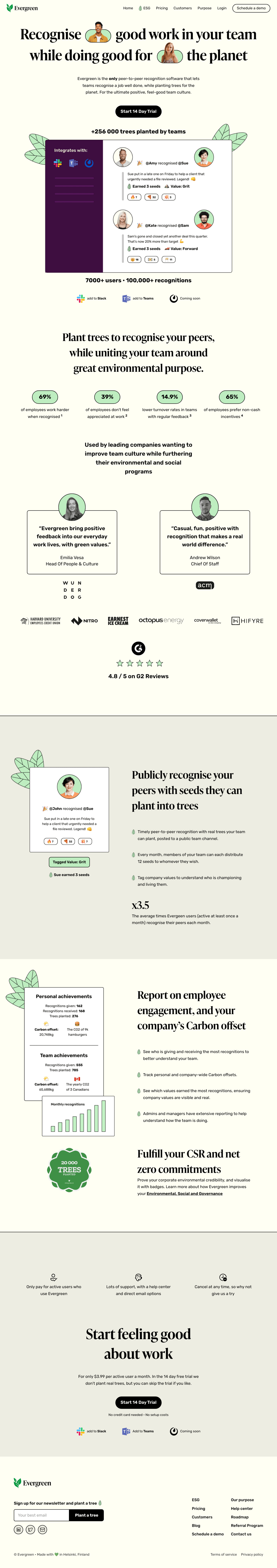 Evergreen desktop landing page