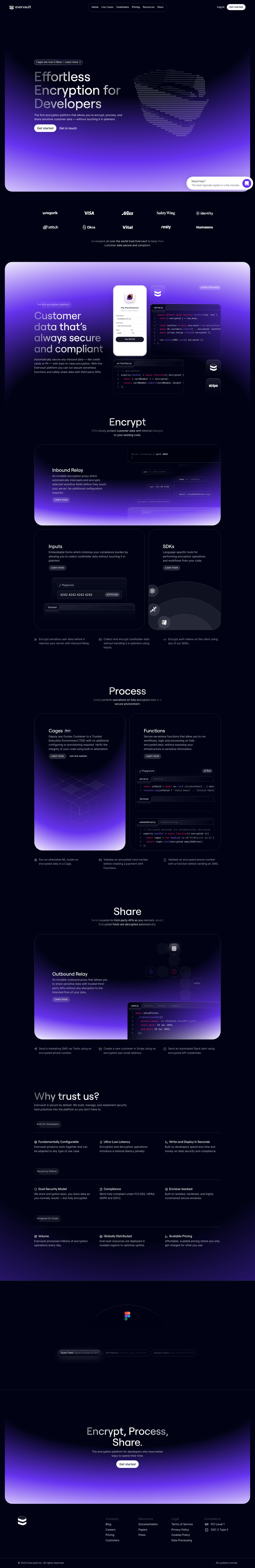 Evervault desktop landing page