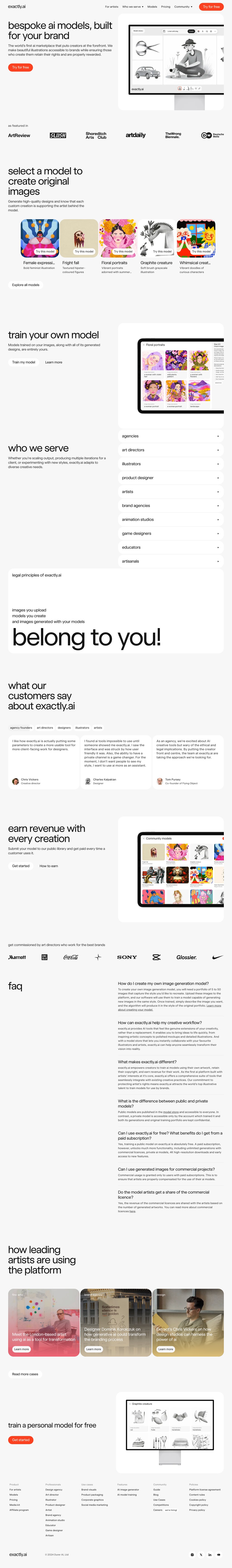 exactly.ai desktop landing page