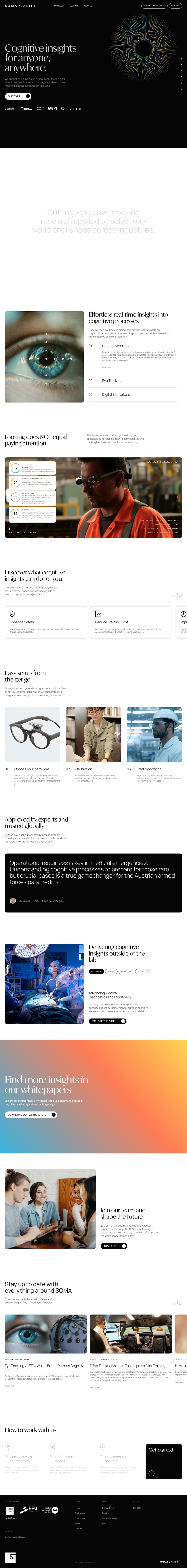 Eye Tracking & Cognitive Insights desktop landing page