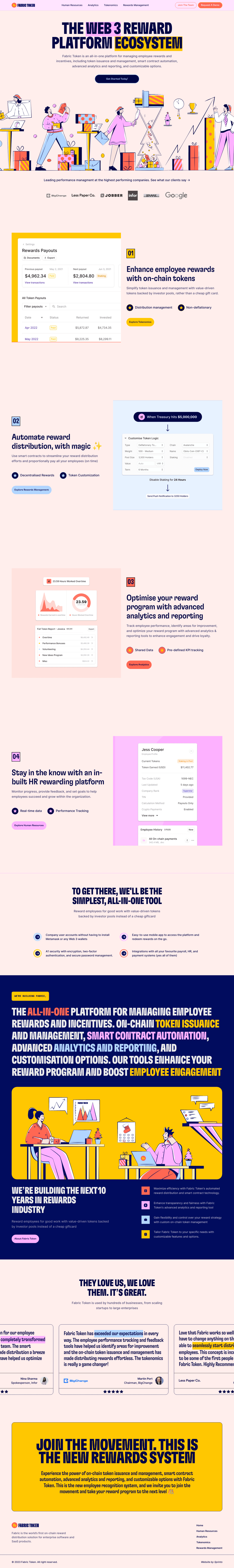 Fabric Token desktop landing page