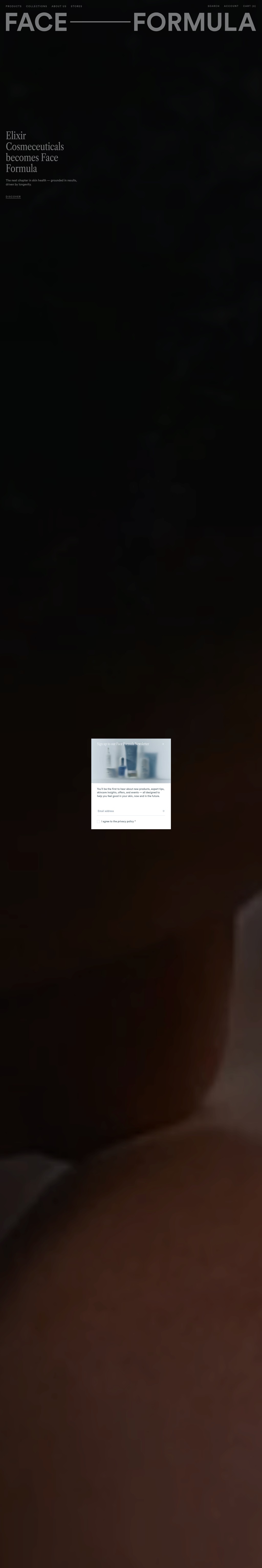 Face Formula desktop landing page