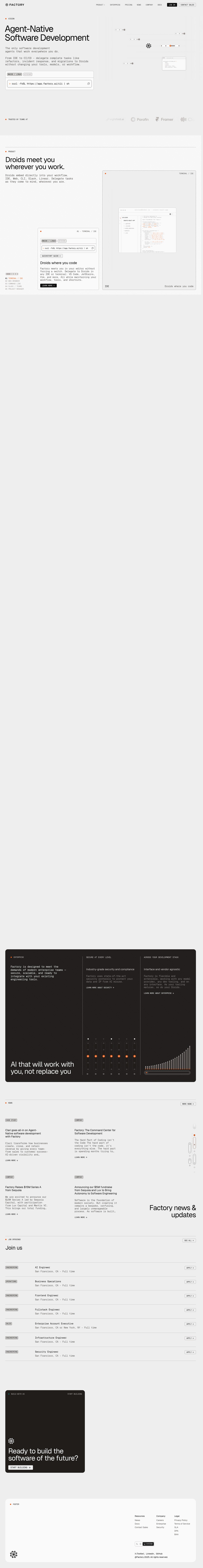 Factory desktop landing page