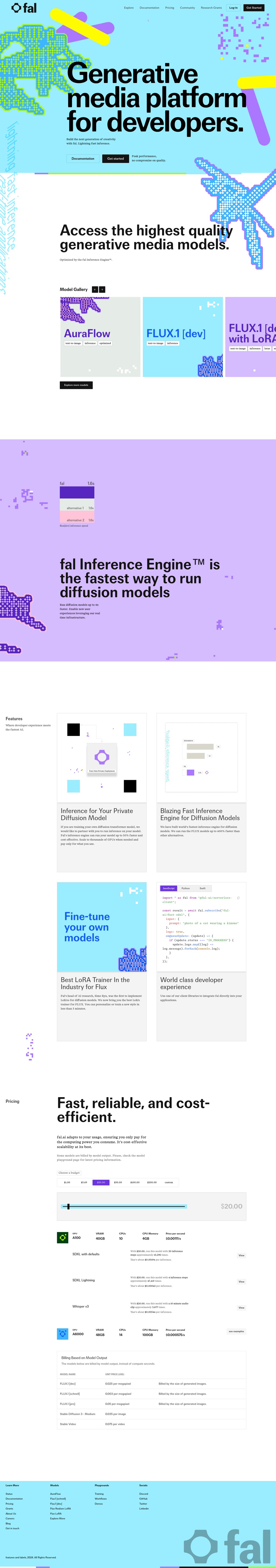 fal.ai desktop landing page