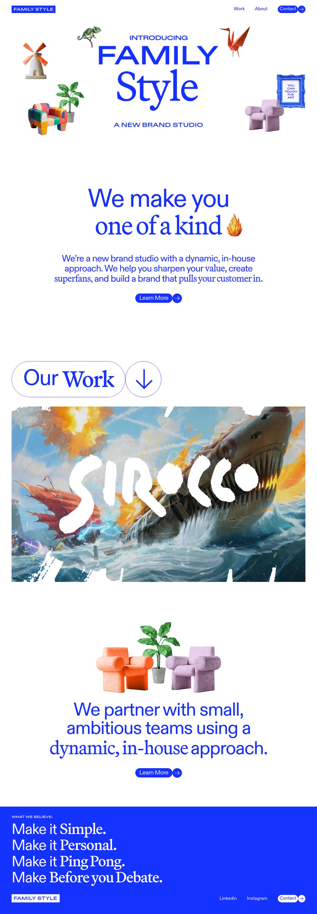 Family Style desktop landing page