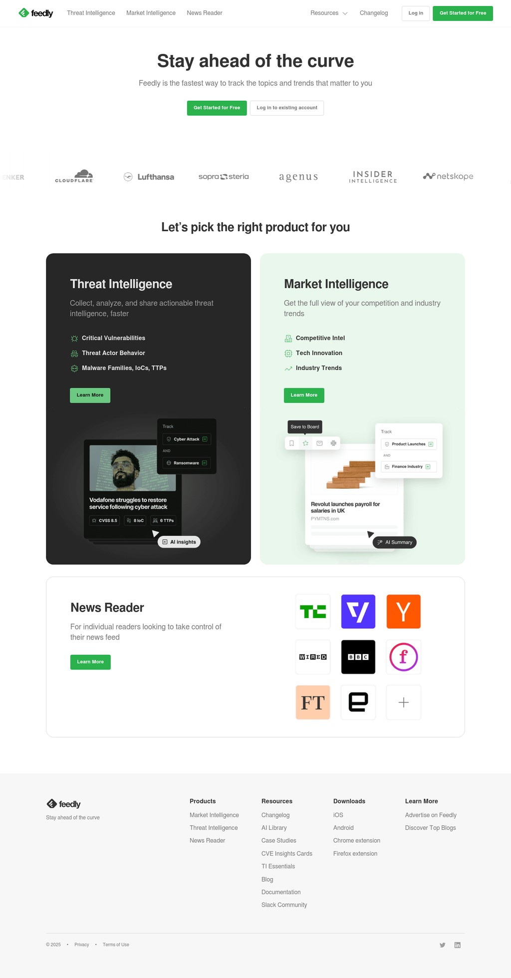 Feedly: Track the topics and trends that matter to you desktop landing page