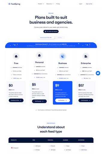 Feed Spring landing page